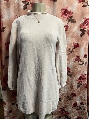 Neutral Cream Knit Sweater Dress